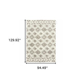 8' X 11' Ivory And Brown Geometric Shag Power Loom Stain Resistant Area Rug - Homeroots - Flyclothing LLC