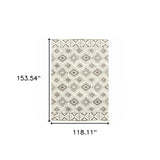 10' X 13' Ivory And Brown Geometric Shag Power Loom Stain Resistant Area Rug - Homeroots - Flyclothing LLC
