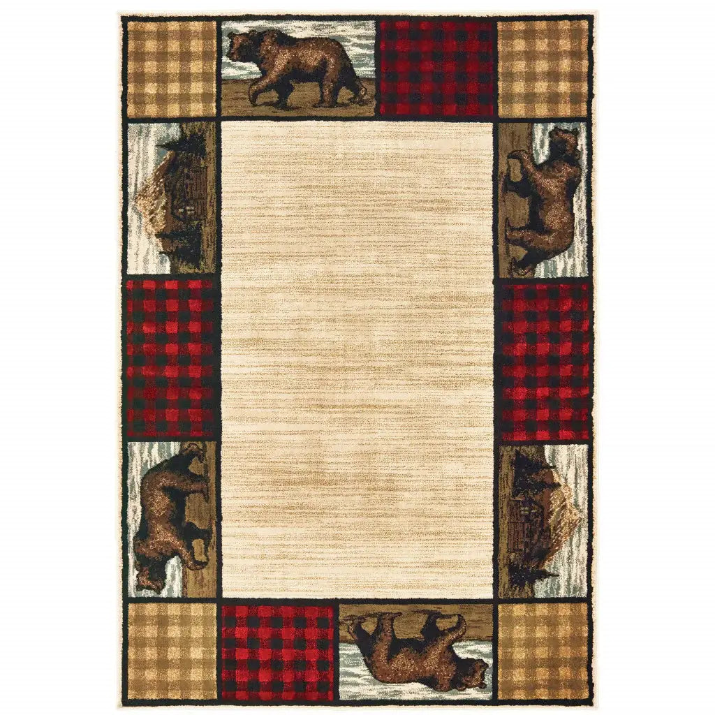 6' X 9' Ivory Southwestern Power Loom Stain Resistant Area Rug - Homeroots - Flyclothing LLC