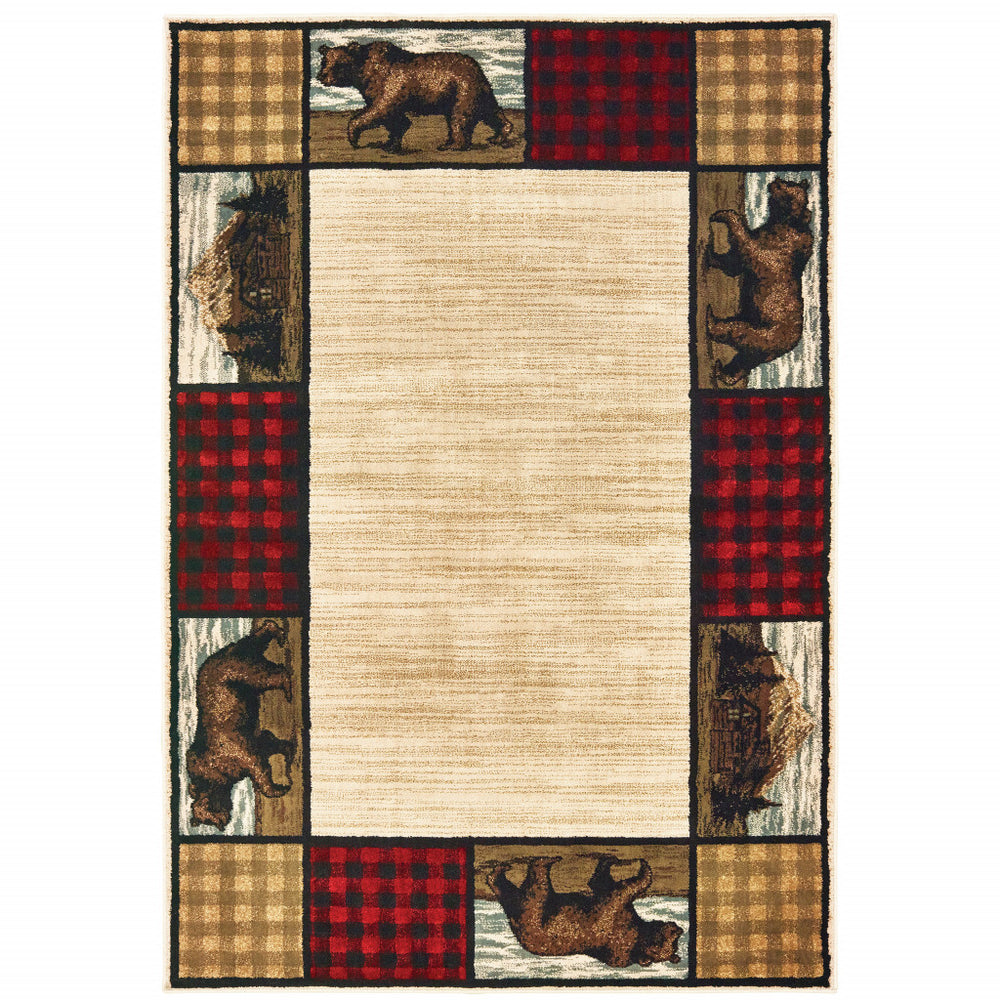 10' X 13' Ivory Southwestern Power Loom Stain Resistant Area Rug - Homeroots