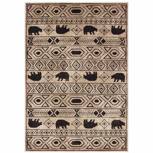 2' X 3' Ivory And Black Southwestern Power Loom Stain Resistant Area Rug - Homeroots - Flyclothing LLC
