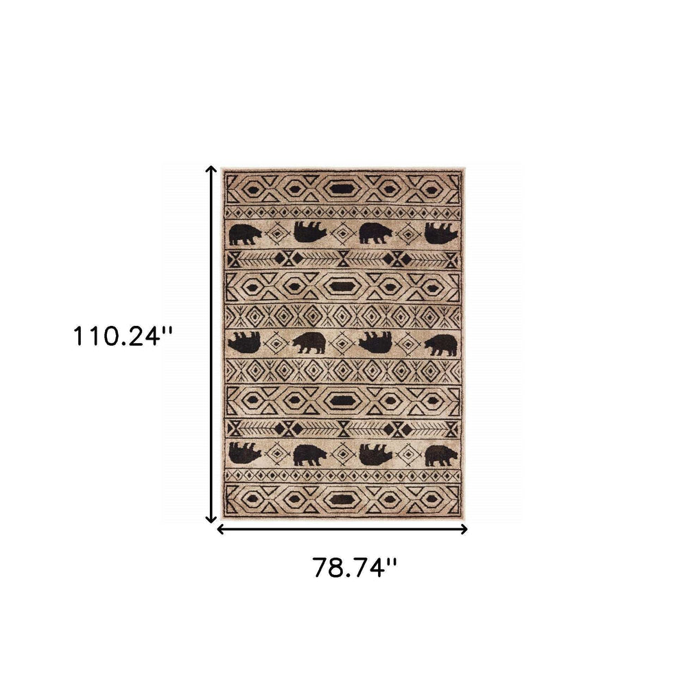 6' X 9' Ivory And Black Southwestern Power Loom Stain Resistant Area Rug - Homeroots - Flyclothing LLC