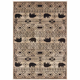 10' X 13' Ivory And Black Southwestern Power Loom Stain Resistant Area Rug - Homeroots - Flyclothing LLC