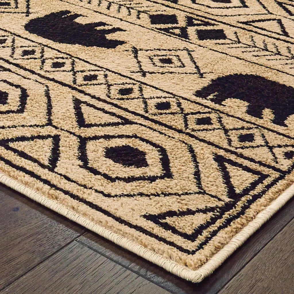 10' X 13' Ivory And Black Southwestern Power Loom Stain Resistant Area Rug - Homeroots - Flyclothing LLC