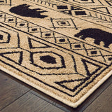 10' X 13' Ivory And Black Southwestern Power Loom Stain Resistant Area Rug - Homeroots