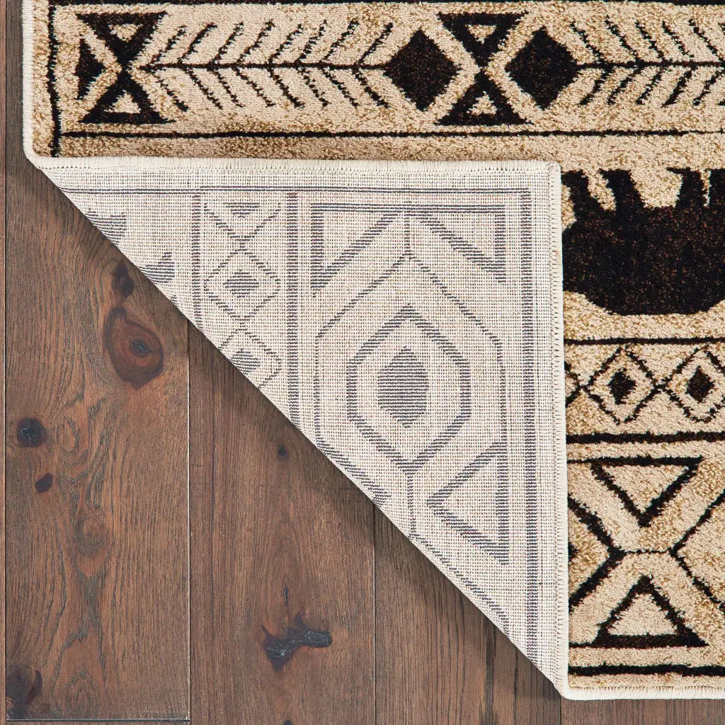 10' X 13' Ivory And Black Southwestern Power Loom Stain Resistant Area Rug - Homeroots - Flyclothing LLC