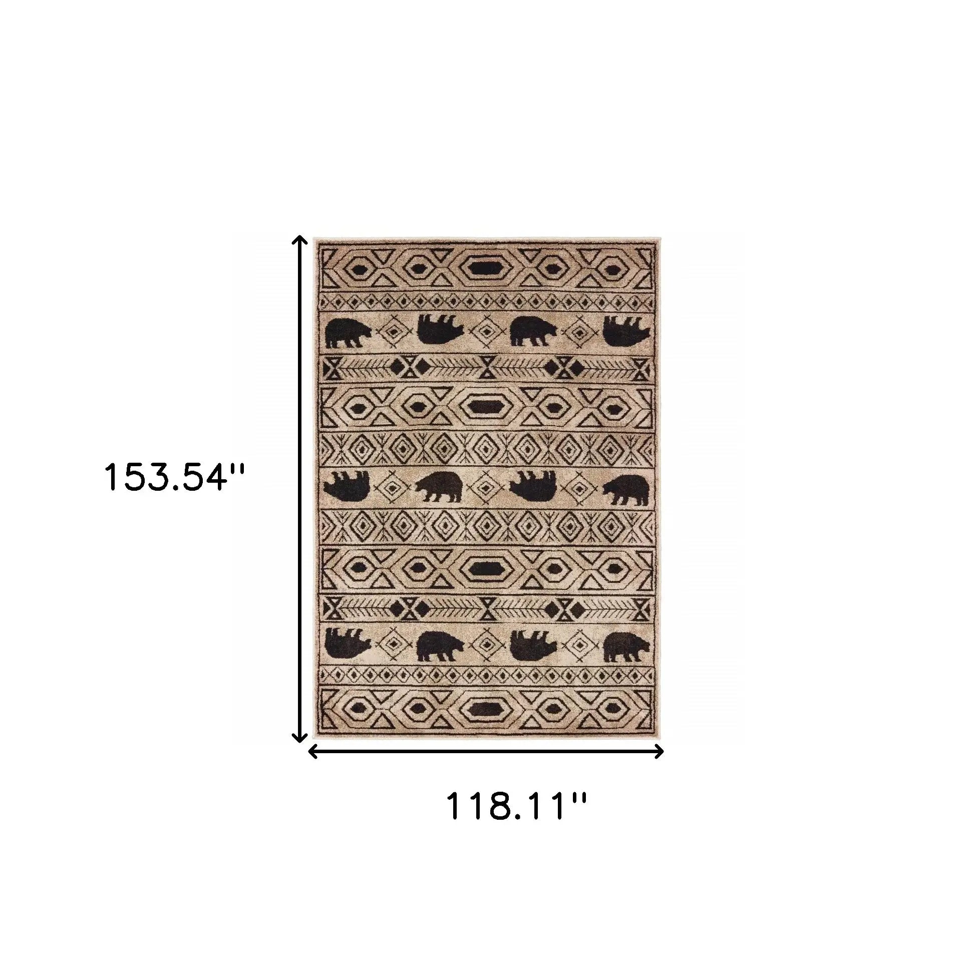 10' X 13' Ivory And Black Southwestern Power Loom Stain Resistant Area Rug - Homeroots - Flyclothing LLC