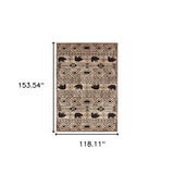 10' X 13' Ivory And Black Southwestern Power Loom Stain Resistant Area Rug