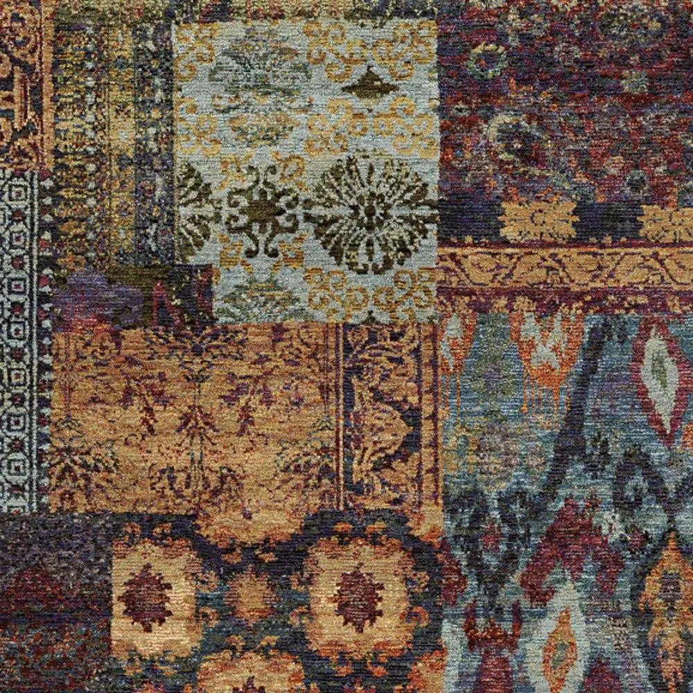 10' X 13' Blue and Gold Abstract Power Loom Area Rug - Homeroots - Flyclothing LLC