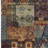 2' X 3' Blue and Gold Abstract Power Loom Area Rug - Homeroots