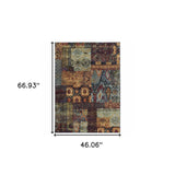 3' X 5' Blue and Gold Abstract Power Loom Area Rug - Homeroots - Flyclothing LLC