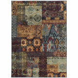 7' X 10' Blue and Gold Abstract Power Loom Area Rug - Homeroots - Flyclothing LLC