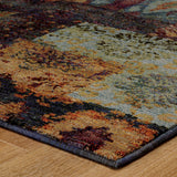 7' X 10' Blue and Gold Abstract Power Loom Area Rug - Homeroots