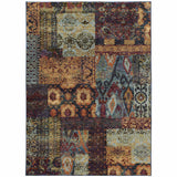9' X 12' Blue and Gold Abstract Power Loom Area Rug - Homeroots - Flyclothing LLC