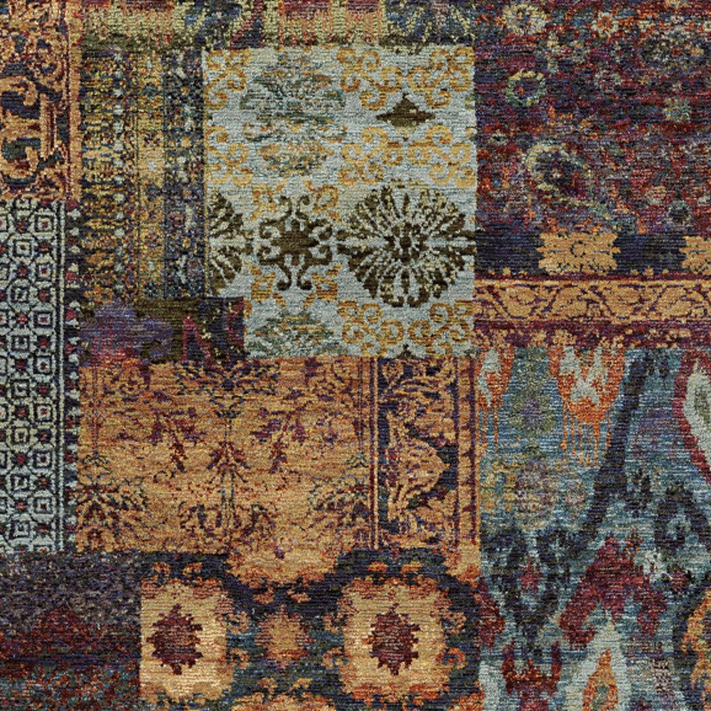 9' X 12' Blue and Gold Abstract Power Loom Area Rug - Homeroots - Flyclothing LLC