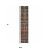 12' Runner Multi and Blue Abstract Power Loom Runner Rug - Homeroots - Flyclothing LLC