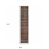 12' Runner Multi and Blue Abstract Power Loom Runner Rug - Homeroots