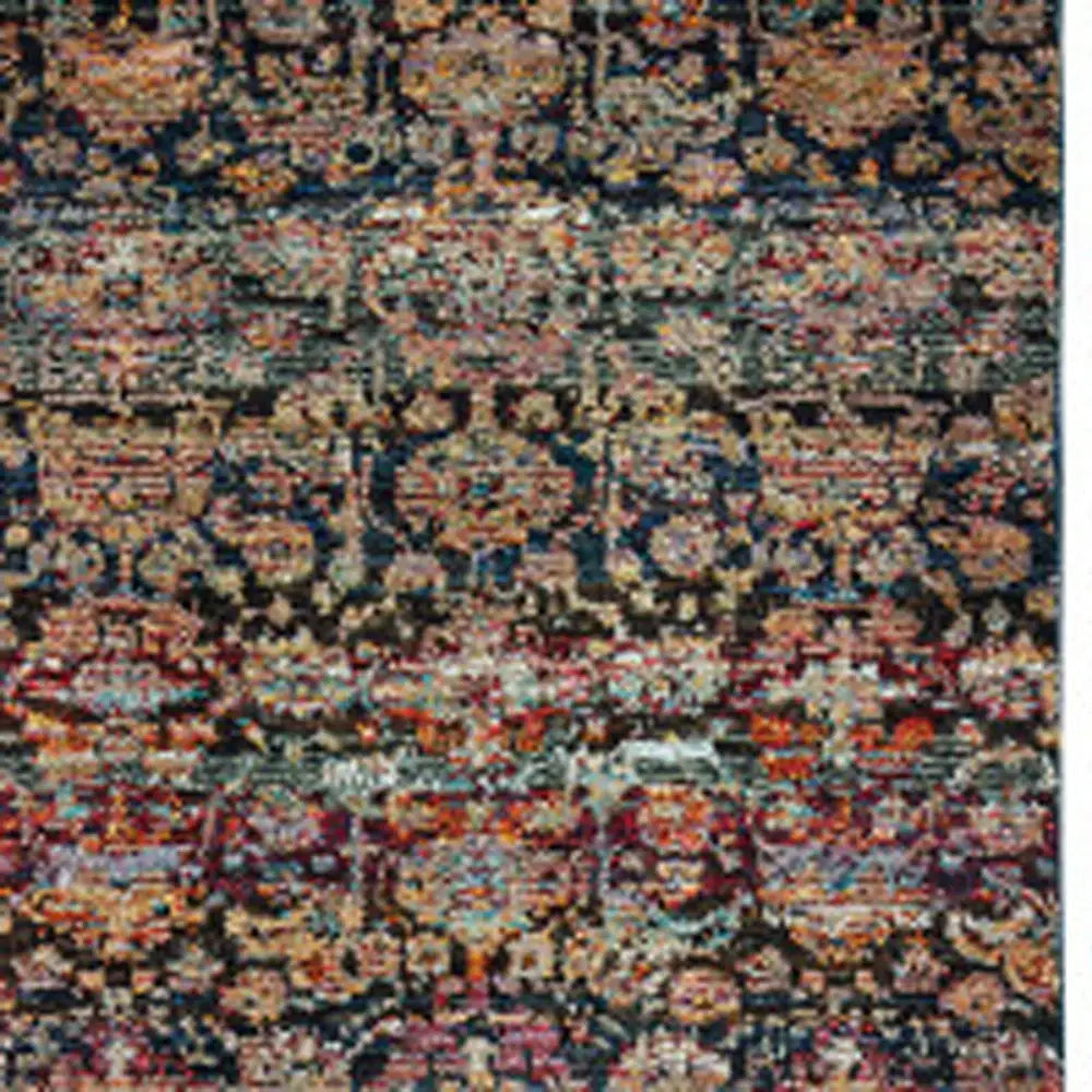 12' Runner Multi and Blue Abstract Power Loom Runner Rug - Homeroots - Flyclothing LLC