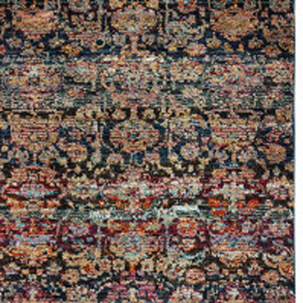 12' Runner Multi and Blue Abstract Power Loom Runner Rug - Homeroots - Flyclothing LLC