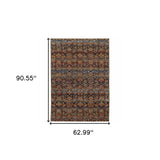 5' X 7' Blue and Ivory Abstract Power Loom Area Rug - Homeroots