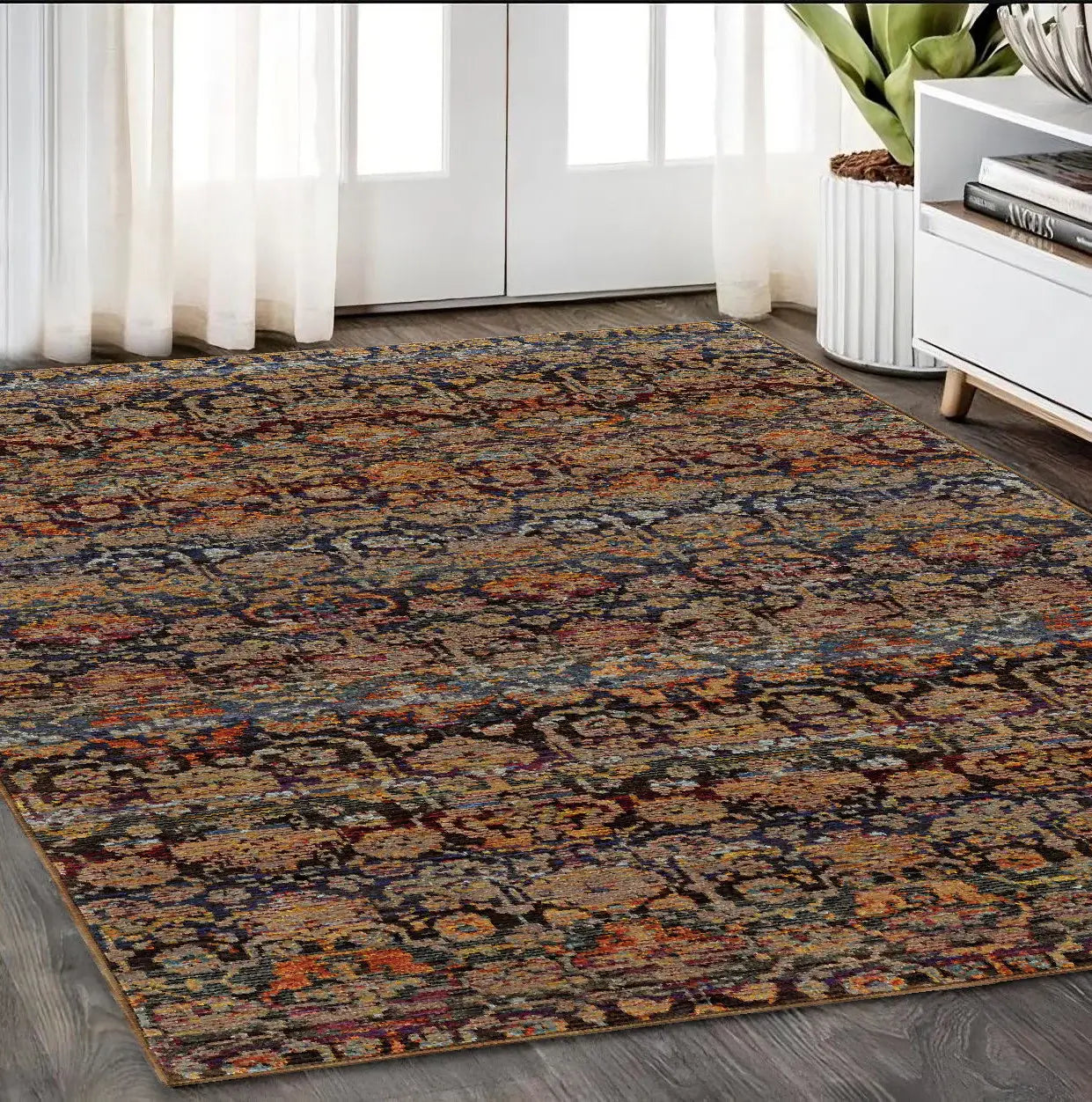 5' X 7' Blue and Ivory Abstract Power Loom Area Rug - Homeroots - Flyclothing LLC