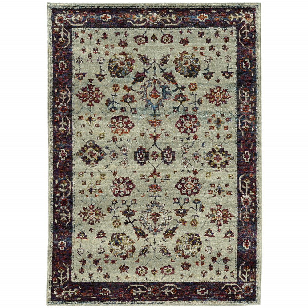 2' X 3' Red and Ivory Oriental Power Loom Area Rug