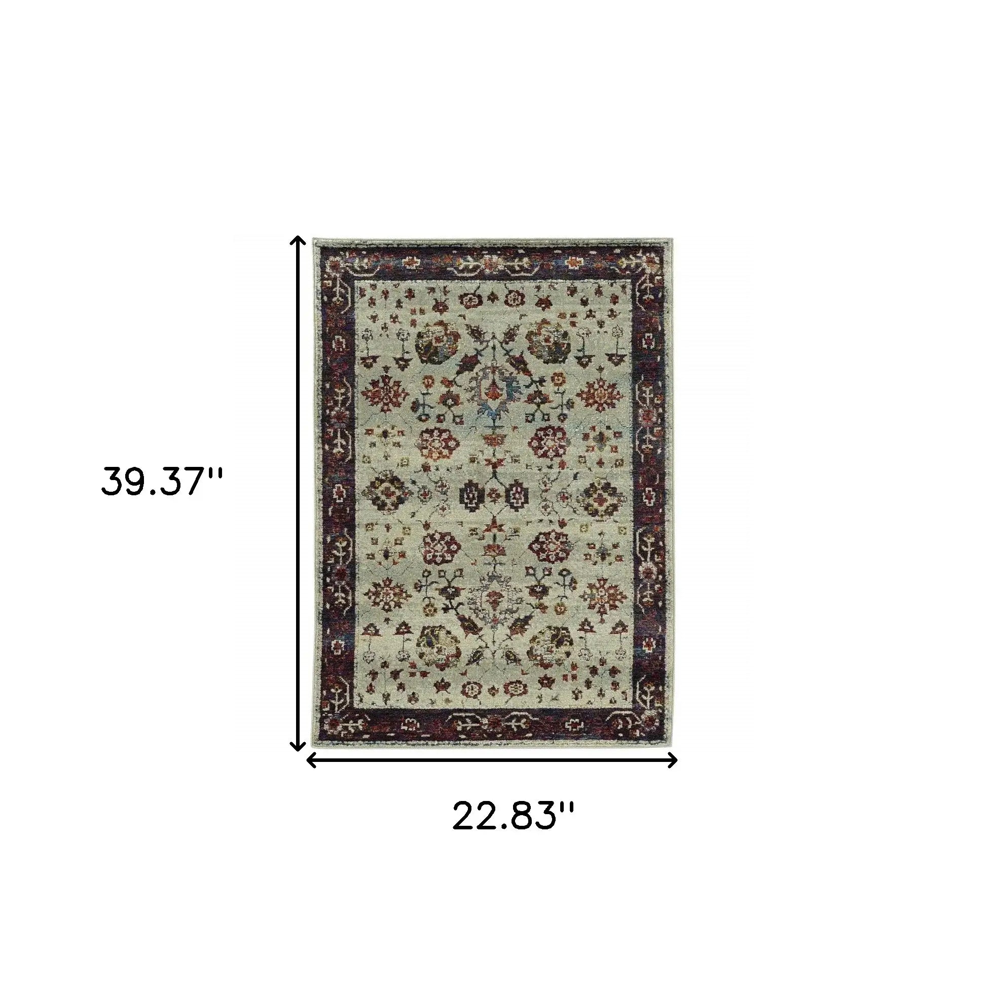 2' X 3' Red and Ivory Oriental Power Loom Area Rug - Homeroots - Flyclothing LLC