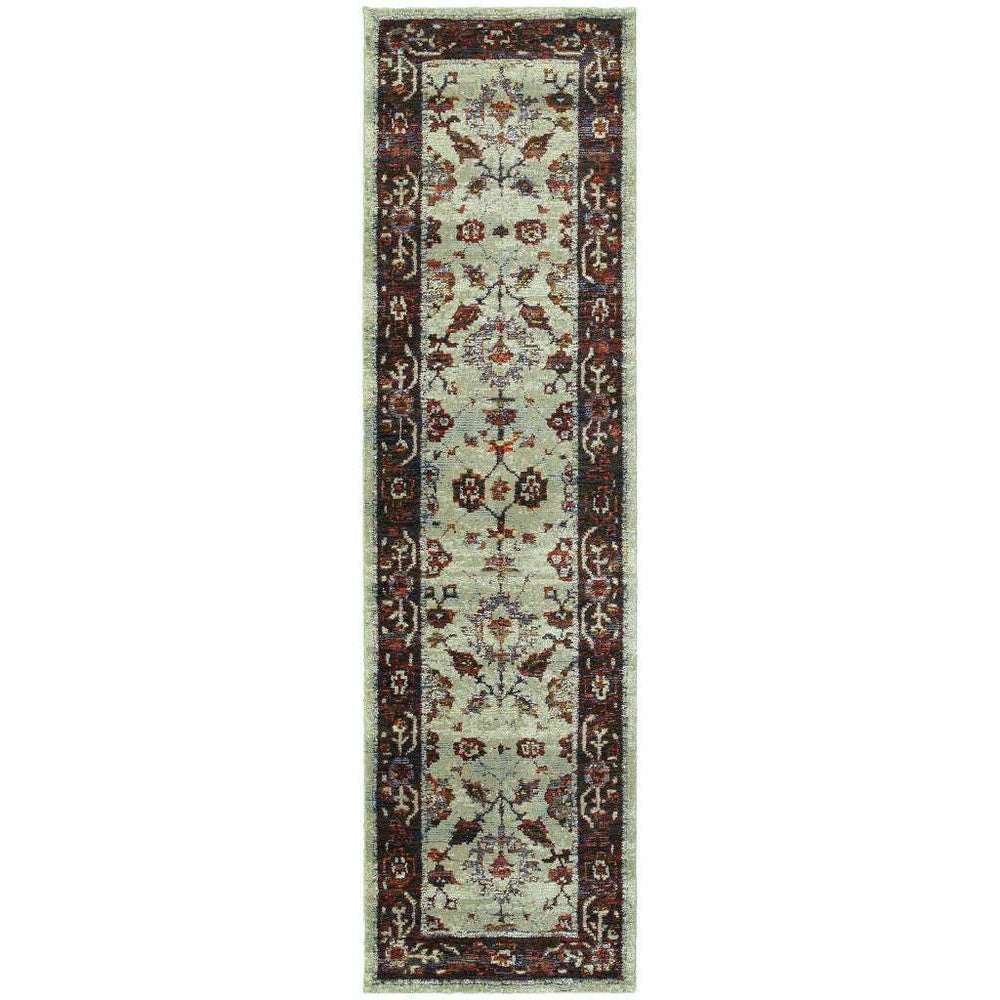 8' Runner Red and Ivory Oriental Power Loom Runner Rug - Homeroots - Flyclothing LLC