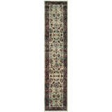 12' Runner Stone and Red Oriental Power Loom Runner Rug - Homeroots - Flyclothing LLC