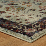 12' Runner Stone and Red Oriental Power Loom Runner Rug - Homeroots - Flyclothing LLC