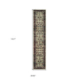 12' Runner Stone and Red Oriental Power Loom Runner Rug - Homeroots - Flyclothing LLC