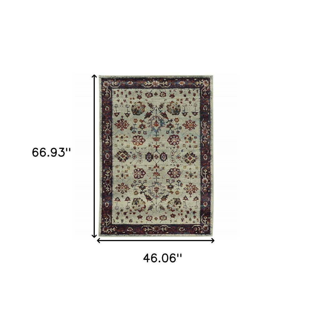 3' X 5' Red and Ivory Oriental Power Loom Area Rug - Homeroots - Flyclothing LLC