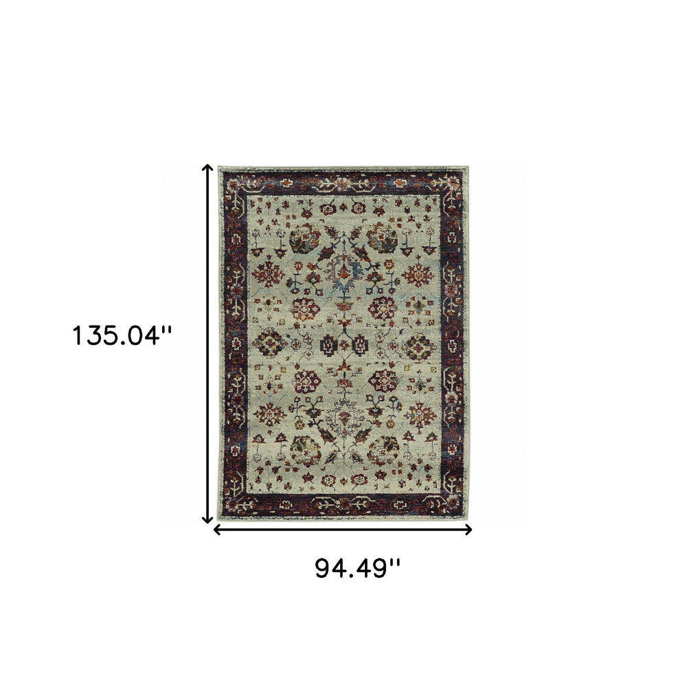 8' X 11' Red and Ivory Oriental Power Loom Area Rug - Homeroots