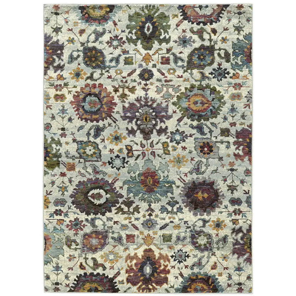 10' X 13' Purple and Gray Oriental Power Loom Area Rug - Homeroots - Flyclothing LLC