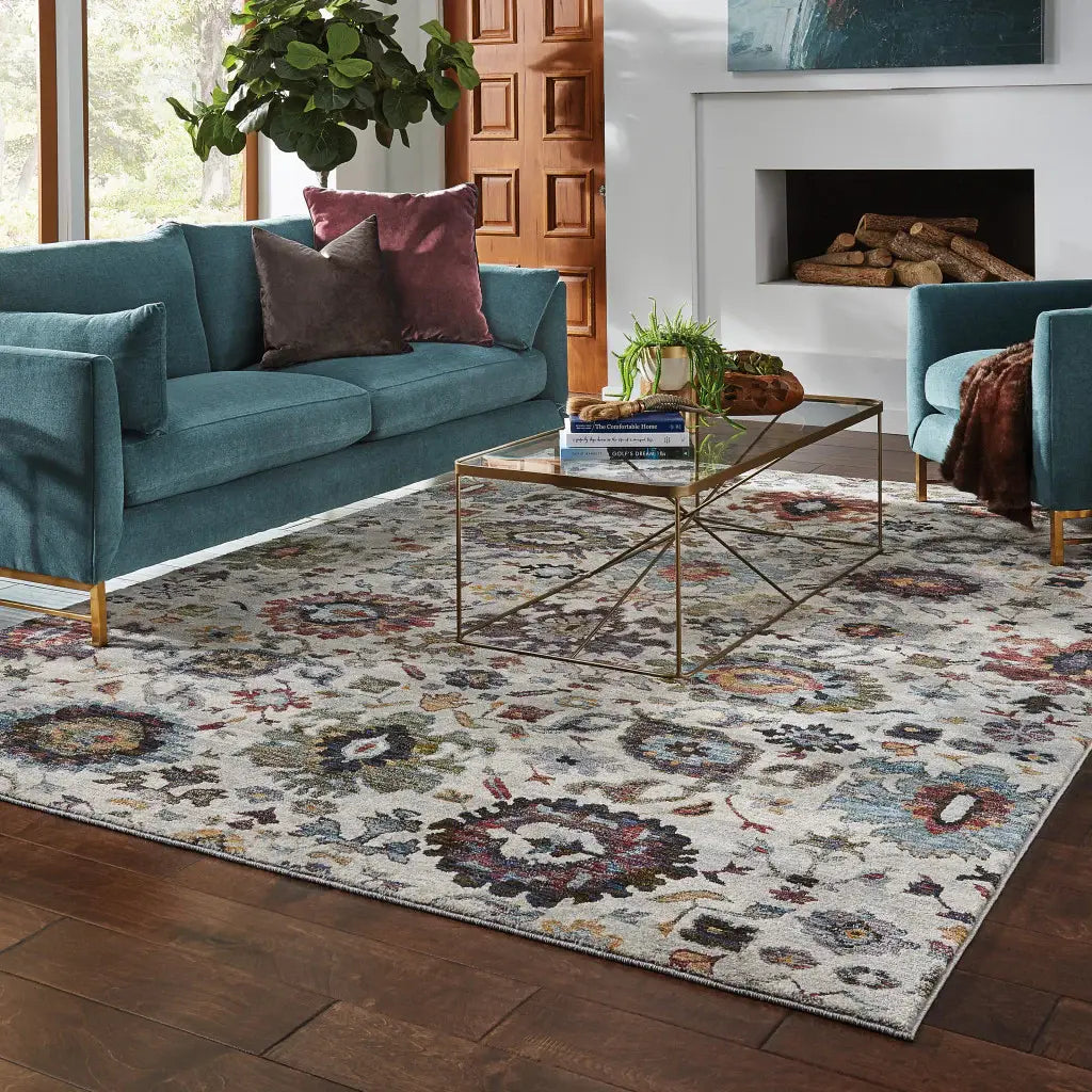 10' X 13' Purple and Gray Oriental Power Loom Area Rug - Homeroots - Flyclothing LLC