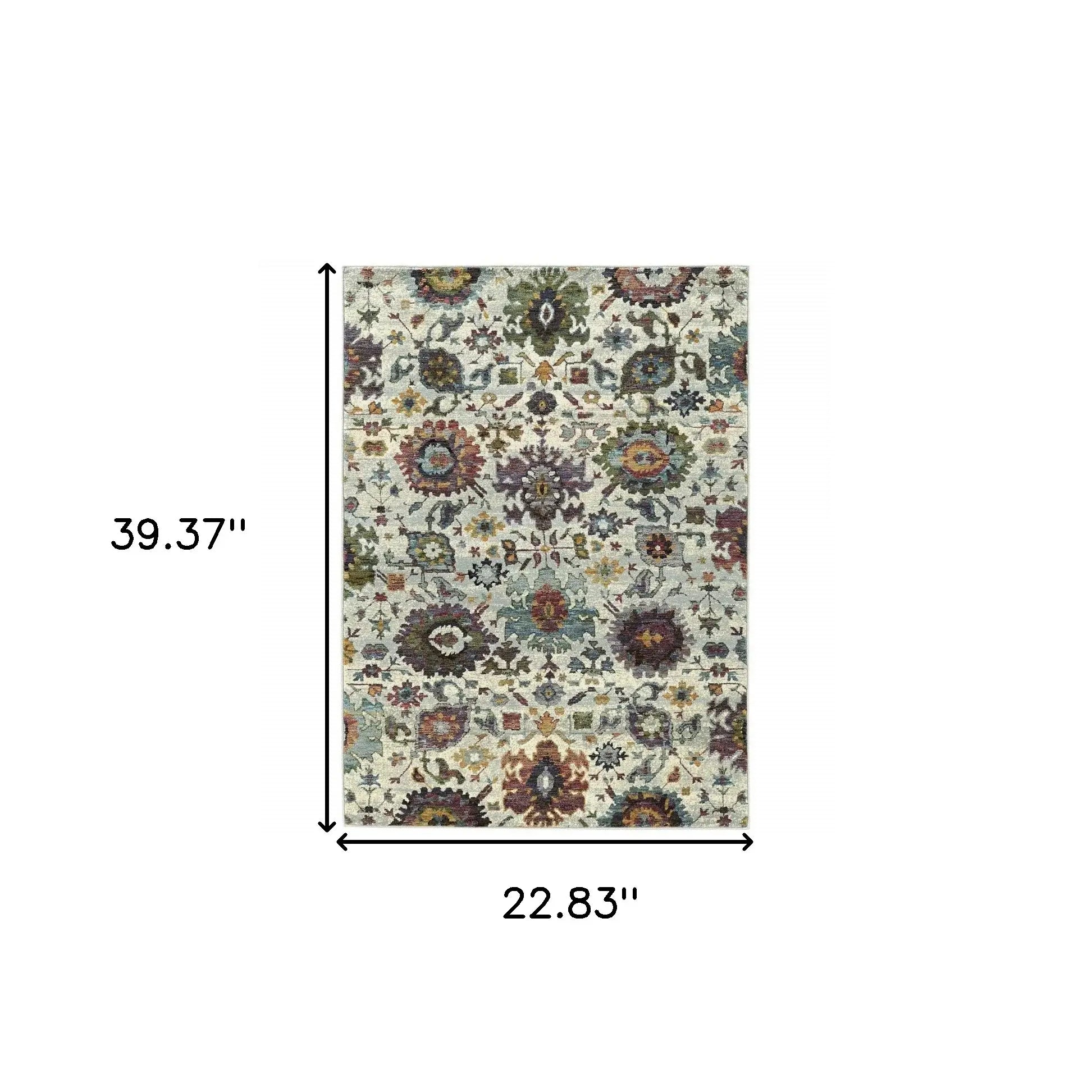 2' X 3' Purple and Gray Oriental Power Loom Area Rug - Homeroots - Flyclothing LLC