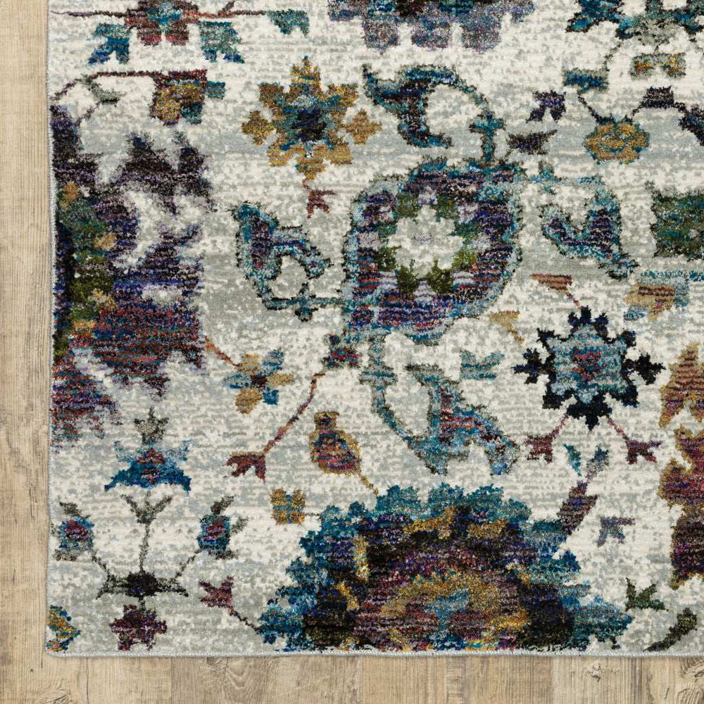 7' X 10' Purple and Gray Oriental Power Loom Area Rug - Homeroots - Flyclothing LLC