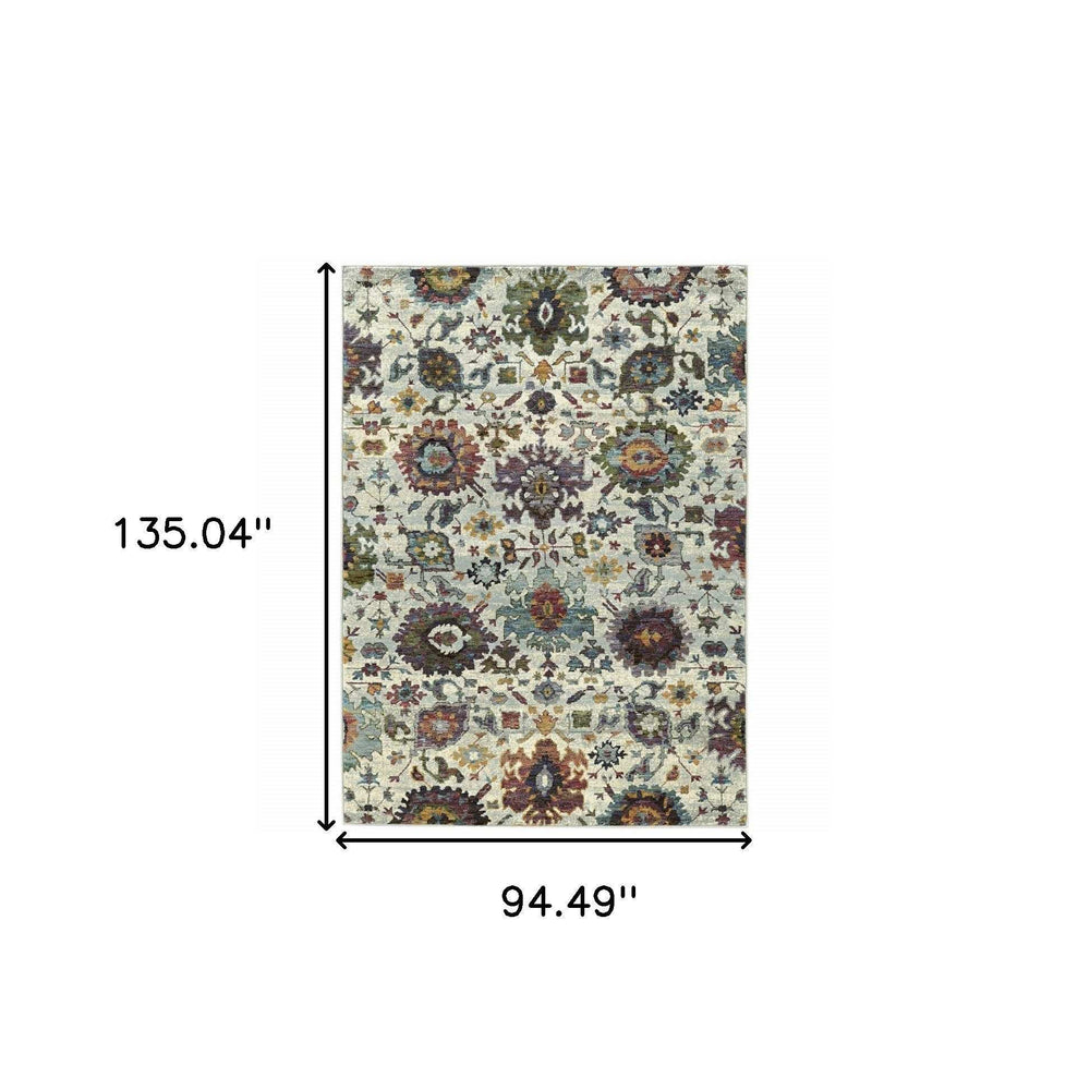 8' X 11' Purple and Gray Oriental Power Loom Area Rug - Homeroots - Flyclothing LLC