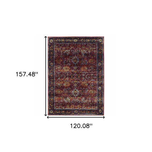 10' X 13' Red Purple Oriental Power Loom Area Rug - Homeroots - Flyclothing LLC