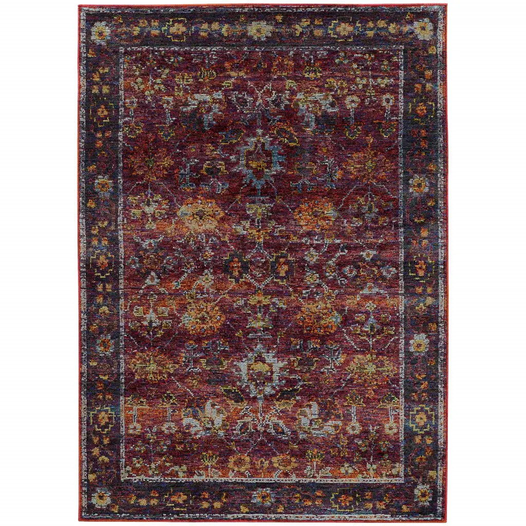 2' X 3' Red Purple Oriental Power Loom Area Rug - Homeroots - Flyclothing LLC