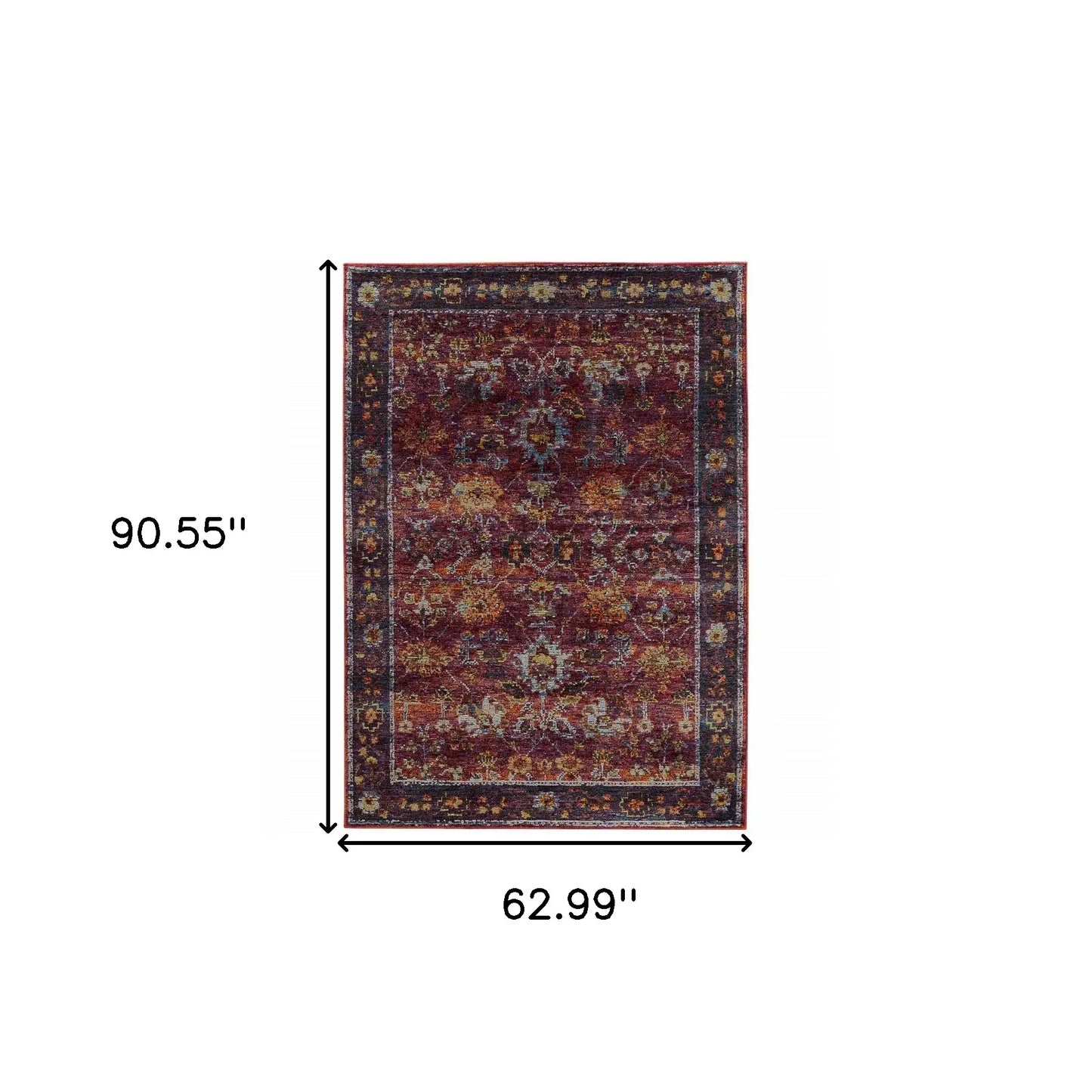 5' X 7' Red Purple Oriental Power Loom Area Rug - Homeroots - Flyclothing LLC
