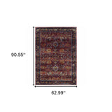 5' X 7' Red Purple Oriental Power Loom Area Rug - Homeroots - Flyclothing LLC