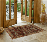 2' X 3' Red and Gold Oriental Power Loom Area Rug - Homeroots - Flyclothing LLC
