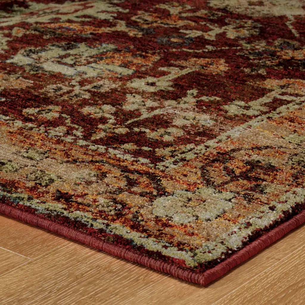 12' Runner Red Gold and Green Oriental Power Loom Runner Rug - Homeroots - Flyclothing LLC