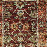 12' Runner Red Gold and Green Oriental Power Loom Runner Rug - Homeroots - Flyclothing LLC