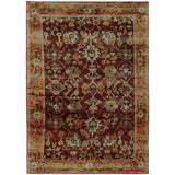 8' X 11' Red and Gold Oriental Power Loom Area Rug - Homeroots - Flyclothing LLC