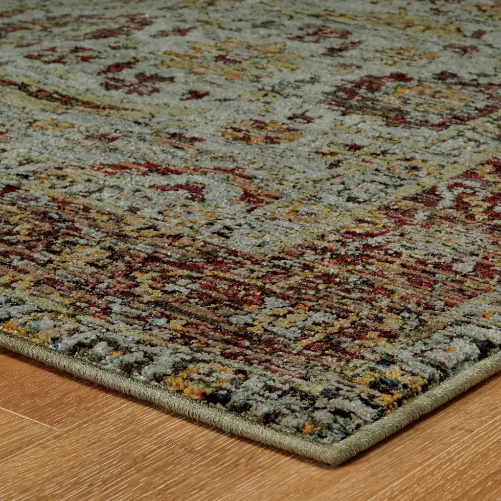 10' X 13' Blue and Green Oriental Power Loom Area Rug - Homeroots - Flyclothing LLC