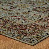 10' X 13' Blue and Green Oriental Power Loom Area Rug - Homeroots