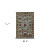 2' X 3' Blue and Green Oriental Power Loom Area Rug - Homeroots - Flyclothing LLC