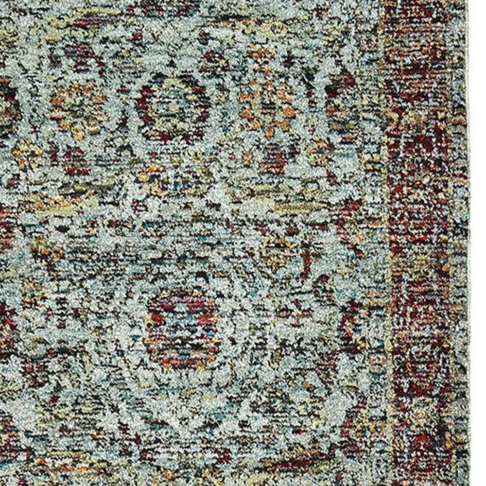 12' Runner Blue Red Green and Gold Oriental Power Loom Runner Rug - Homeroots - Flyclothing LLC